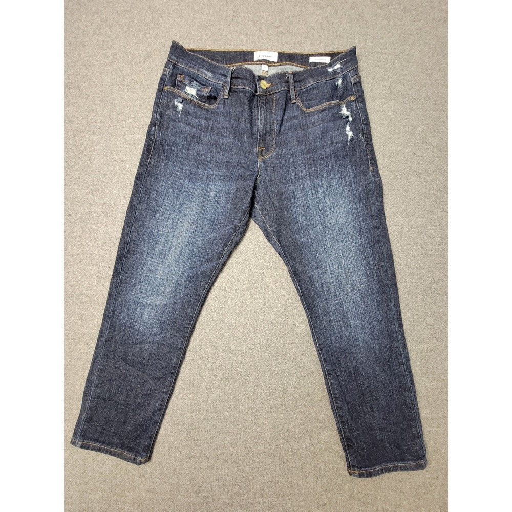 Frame Denim Jeans Women's 30 Le Garçon Crop Covant Distressed‎ Boyfriend